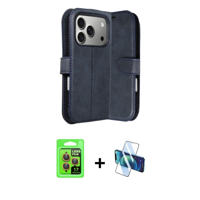 MARSİLYAN™- iPhone 17 Pro Kılıf Siluet Işık Serisi - Siyah 3D Antistatik Cam Ekran Koruyucu + Raze Metal Kamera Lens - TU
