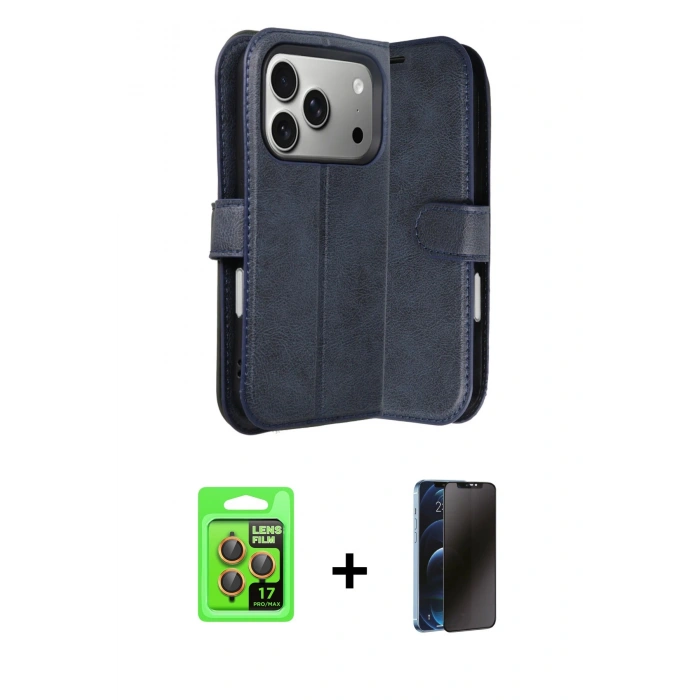 MARSİLYAN™- iPhone 17 Pro Kılıf Siluet Işık Serisi - Siyah 3D Antistatik Hayalet Cam Ekran Koruyucu + Raze Metal Kamera Lens - TU
