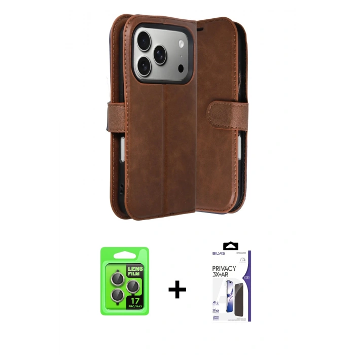 MARSİLYAN™- iPhone 17 Pro Kılıf Siluet Işık Serisi - Siyah Bilvis 3X AR Hayalet Cam Ekran Koruyucu + Raze Metal Kamera Lens - GI