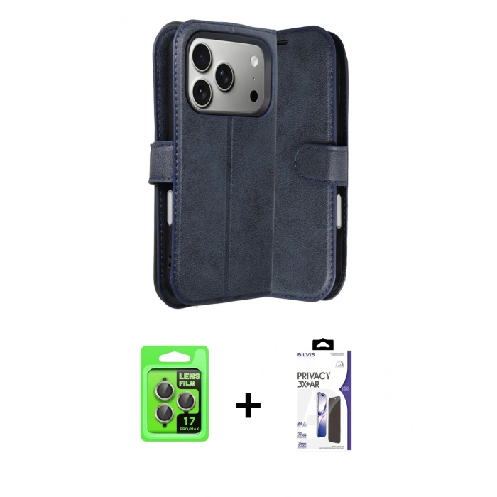 MARSİLYAN™- iPhone 17 Pro Kılıf Siluet Işık Serisi - Siyah Bilvis 3X AR Hayalet Cam Ekran Koruyucu + Raze Metal Kamera Lens - GI