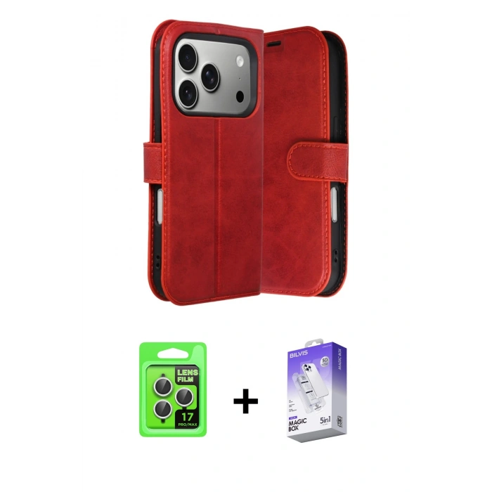 MARSİLYAN™- iPhone 17 Pro Kılıf Siluet Işık Serisi - Siyah Bilvis 5in1 3D Magic Cam Ekran Koruyucu + Raze Metal Kamera Lens - GS