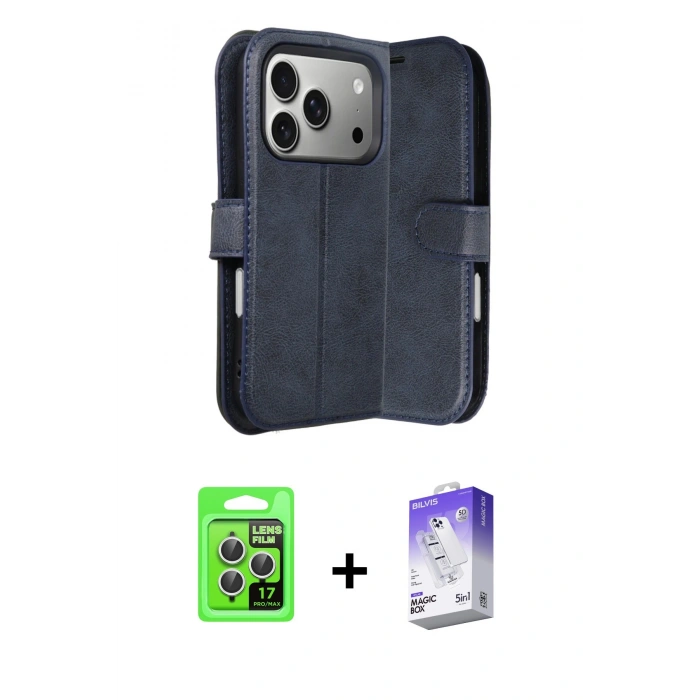 MARSİLYAN™- iPhone 17 Pro Kılıf Siluet Işık Serisi - Siyah Bilvis 5in1 3D Magic Cam Ekran Koruyucu + Raze Metal Kamera Lens - GS