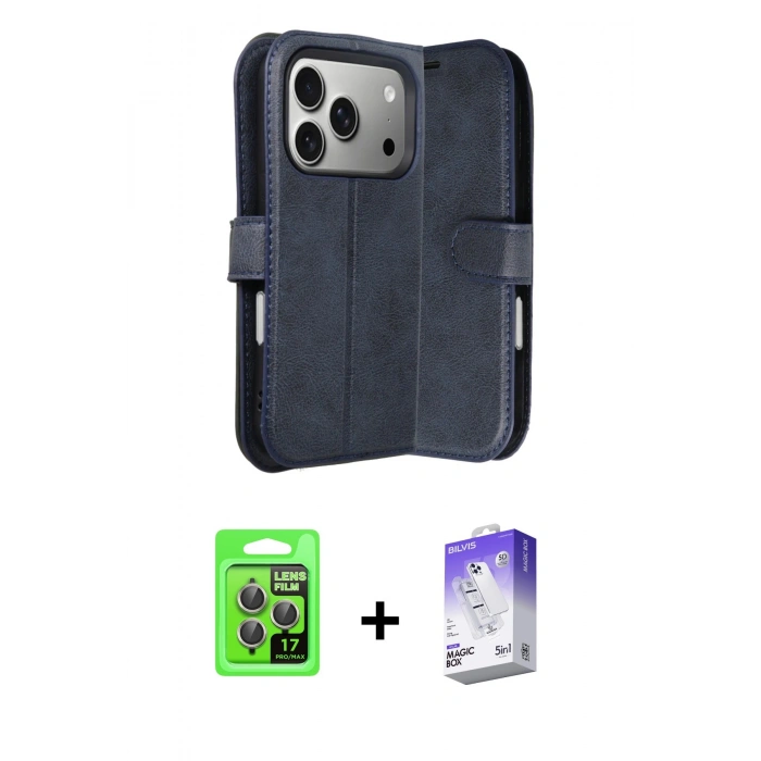 MARSİLYAN™- iPhone 17 Pro Kılıf Siluet Işık Serisi - Siyah Bilvis 5in1 3D Magic Cam Ekran Koruyucu + Raze Metal Kamera Lens - GI