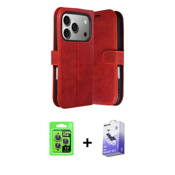 MARSİLYAN™- iPhone 17 Pro Kılıf Siluet Işık Serisi - Siyah Bilvis 5in1 5D Magic Hayalet Cam Ekran Koruyucu + Raze Metal Kamera Lens - GI
