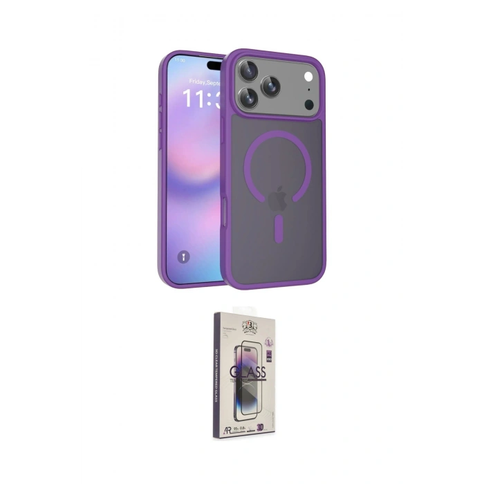 MARSİLYAN™- iPhone 17 Pro Kılıf Siluet Minimal Prime - Siyah Bilvis 3D Cam Ekran Koruyucu
