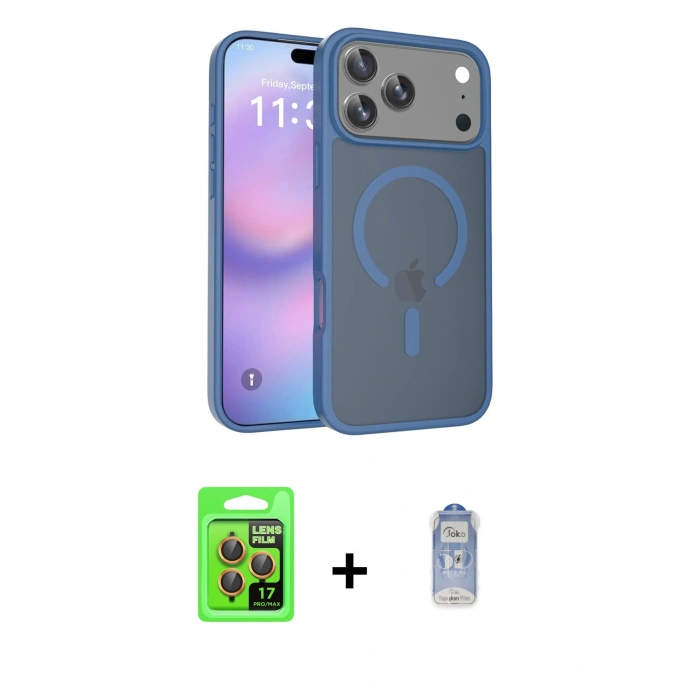 MARSİLYAN™- iPhone 17 Pro Kılıf Siluet Minimal Prime - Siyah Joko Magic 5D Cam + Raze Metal Kamera Lens - TU