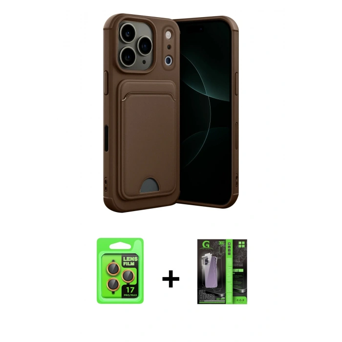 MARSİLYAN™- iPhone 17 Pro Kılıf Vadi Çizgi Prime - Siyah 360 Mat Full Body Arka Koruyucu + Raze Metal Kamera Lens - TU