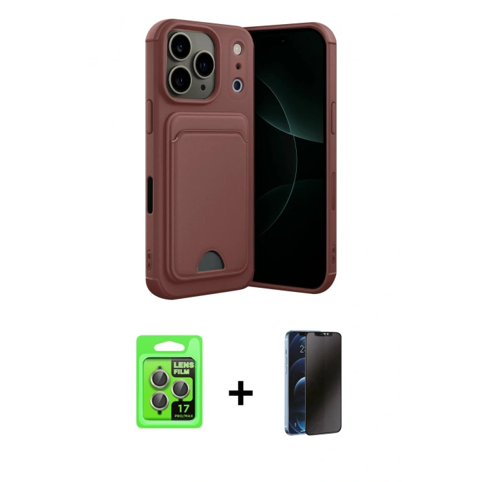 MARSİLYAN™- iPhone 17 Pro Kılıf Vadi Çizgi Prime - Siyah 3D Antistatik Hayalet Cam Ekran Koruyucu + Raze Metal Kamera Lens - GI