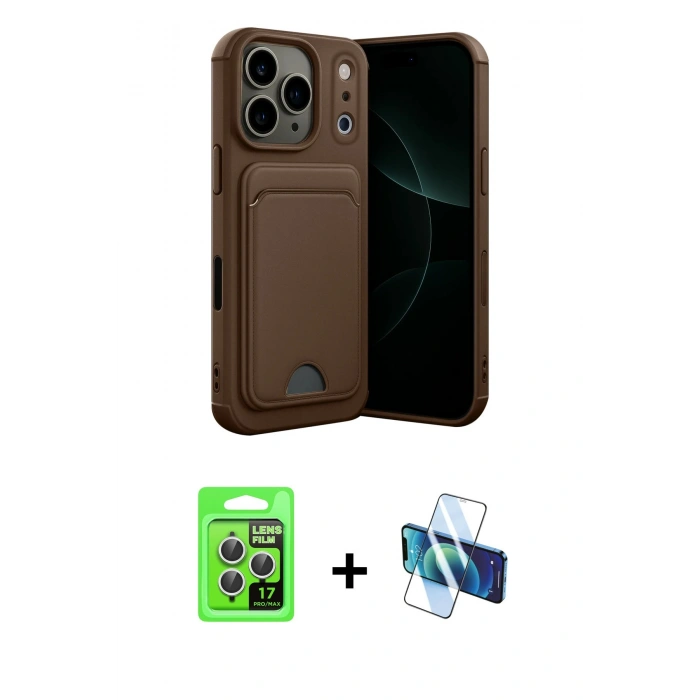 MARSİLYAN™- iPhone 17 Pro Kılıf Vadi Çizgi Prime - Siyah 3D Antistatik Seramik Nano Ekran Koruyucu + Raze Metal Kamera Lens - GS