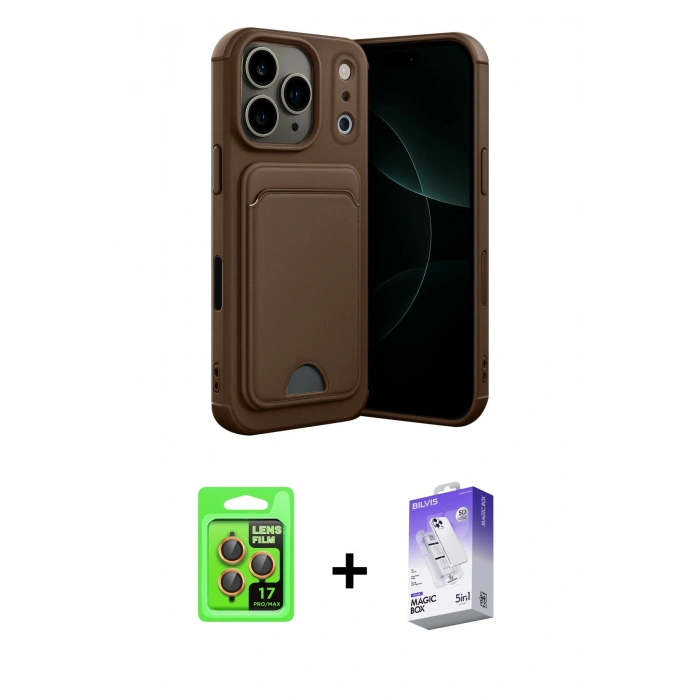 MARSİLYAN™- iPhone 17 Pro Kılıf Vadi Çizgi Prime - Siyah Bilvis 5in1 3D Magic Cam Ekran Koruyucu + Raze Metal Kamera Lens - TU