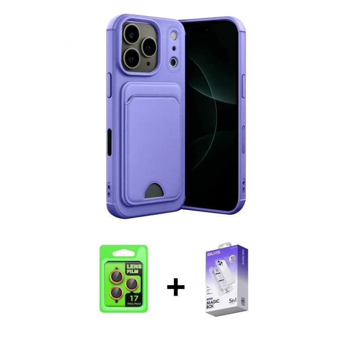 MARSİLYAN™- iPhone 17 Pro Kılıf Vadi Çizgi Prime - Siyah Bilvis 5in1 3D Magic Cam Ekran Koruyucu + Raze Metal Kamera Lens - TU