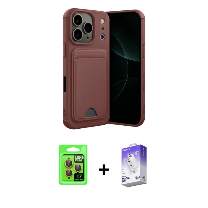 MARSİLYAN™- iPhone 17 Pro Kılıf Vadi Çizgi Prime - Siyah Bilvis 5in1 3D Magic Cam Ekran Koruyucu + Raze Metal Kamera Lens - TU
