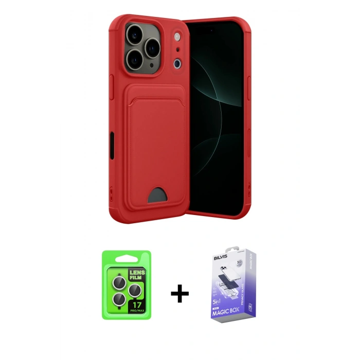 MARSİLYAN™- iPhone 17 Pro Kılıf Vadi Çizgi Prime - Siyah Bilvis 5in1 5D Magic Hayalet Cam Ekran Koruyucu + Raze Metal Kamera Lens - GS