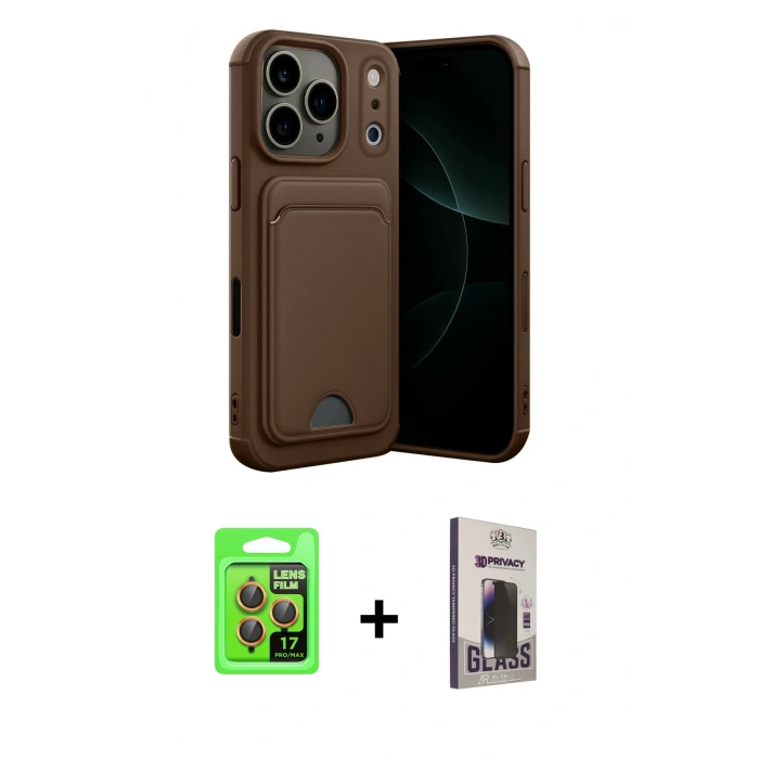 MARSİLYAN™- iPhone 17 Pro Kılıf Vadi Çizgi Prime - Siyah Bilvis Hayalet Cam Ekran Koruyucu + Raze Metal Kamera Lens - TU