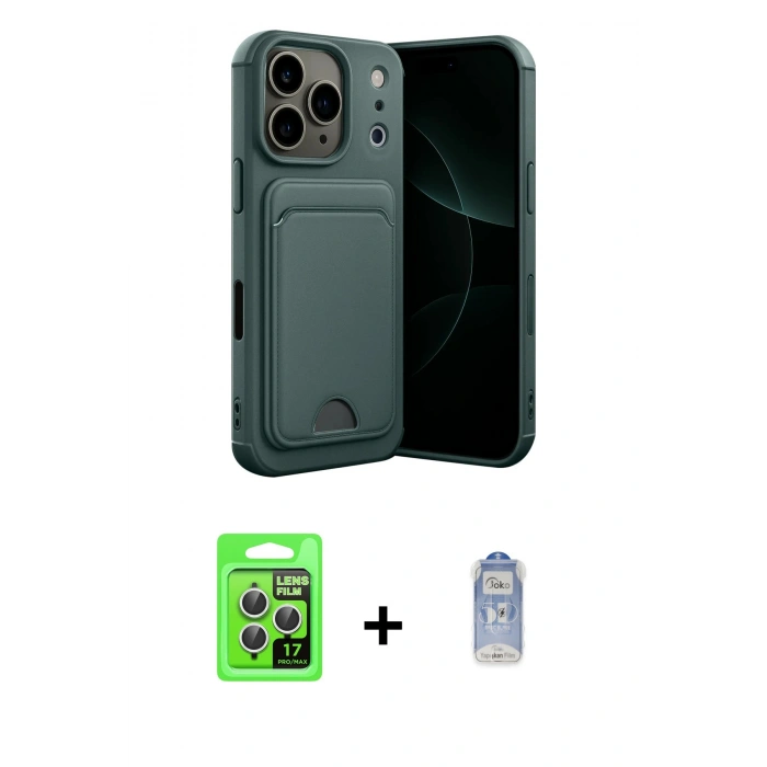 MARSİLYAN™- iPhone 17 Pro Kılıf Vadi Çizgi Prime - Siyah Joko Magic 5D Cam + Raze Metal Kamera Lens - GS