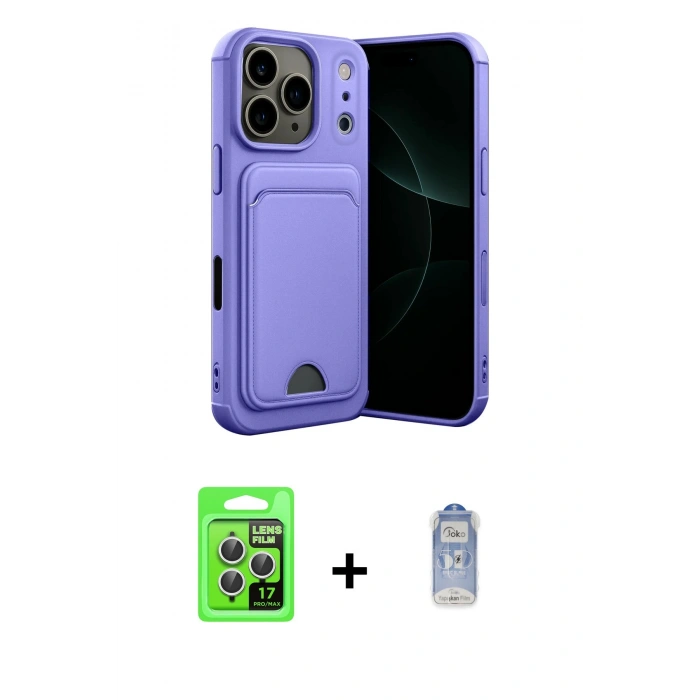 MARSİLYAN™- iPhone 17 Pro Kılıf Vadi Çizgi Prime - Siyah Joko Magic 5D Cam + Raze Metal Kamera Lens - GS