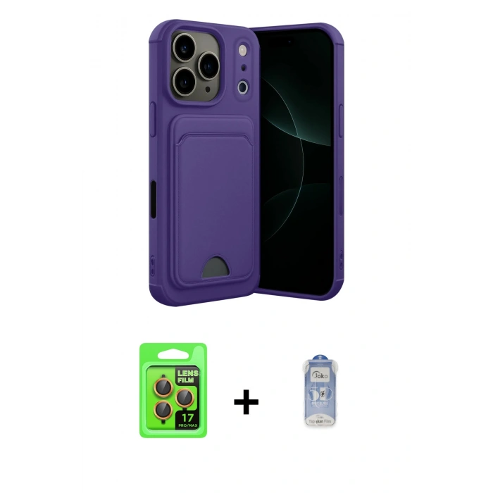 MARSİLYAN™- iPhone 17 Pro Kılıf Vadi Çizgi Prime - Siyah Joko Magic 5D Cam + Raze Metal Kamera Lens - TU