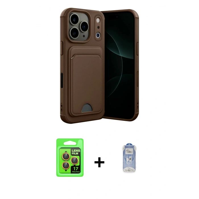 MARSİLYAN™- iPhone 17 Pro Kılıf Vadi Çizgi Prime - Siyah Joko Magic 5D Cam + Raze Metal Kamera Lens - TU