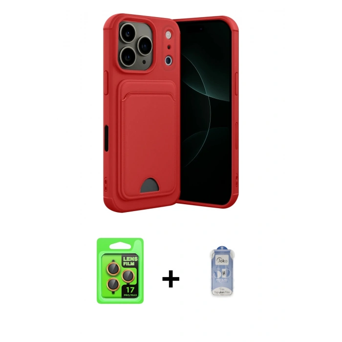MARSİLYAN™- iPhone 17 Pro Kılıf Vadi Çizgi Prime - Siyah Joko Magic 5D Cam + Raze Metal Kamera Lens - TU