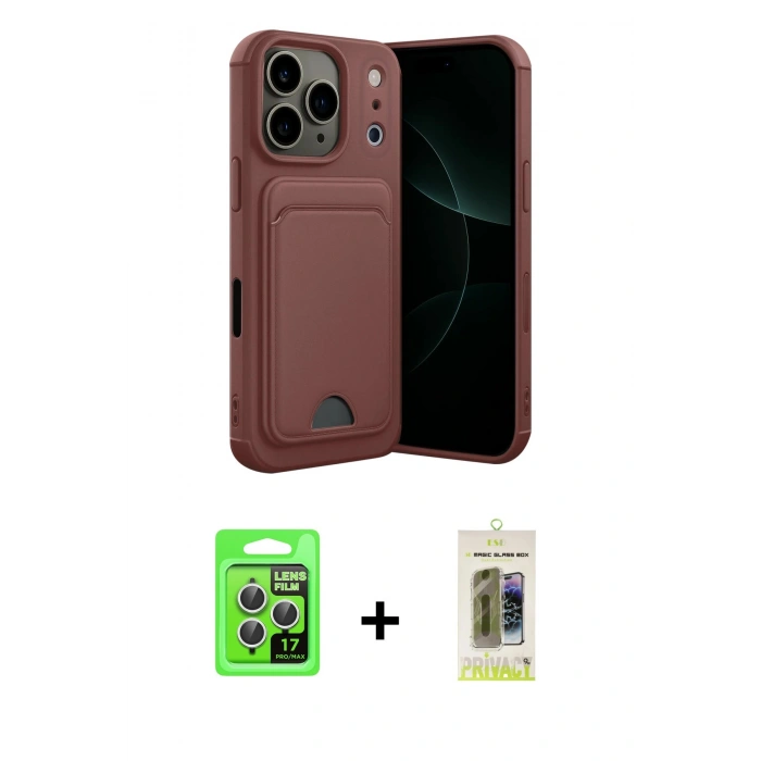 MARSİLYAN™- iPhone 17 Pro Kılıf Vadi Çizgi Prime - Siyah Joko Magic 5D Hayalet Cam + Raze Metal Kamera Lens - GS