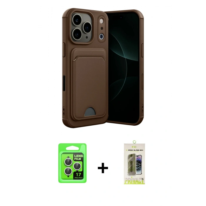 MARSİLYAN™- iPhone 17 Pro Kılıf Vadi Çizgi Prime - Siyah Joko Magic 5D Hayalet Cam + Raze Metal Kamera Lens - GS