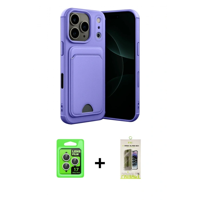 MARSİLYAN™- iPhone 17 Pro Kılıf Vadi Çizgi Prime - Siyah Joko Magic 5D Hayalet Cam + Raze Metal Kamera Lens - GS