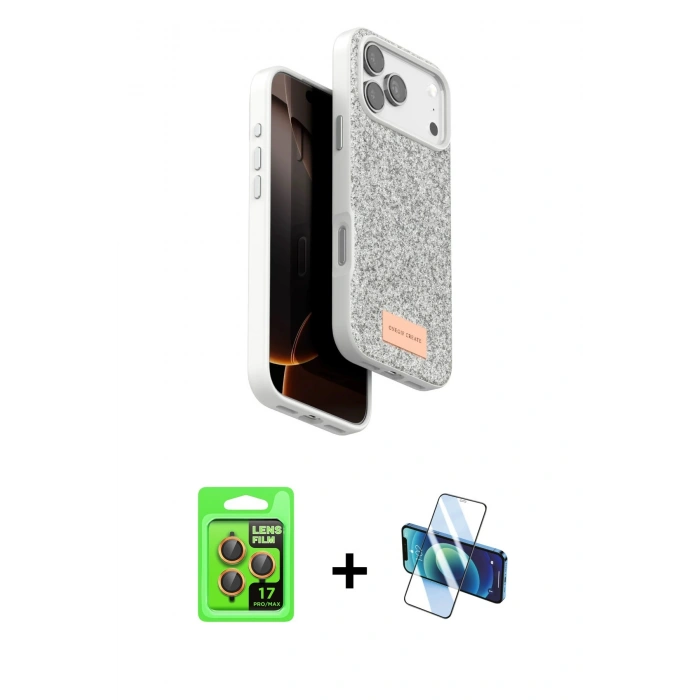MARSİLYAN™- iPhone 17 Pro Kılıf Vadi Klasik Serisi - Siyah 3D Antistatik Seramik Nano Ekran Koruyucu + Raze Metal Kamera Lens - TU