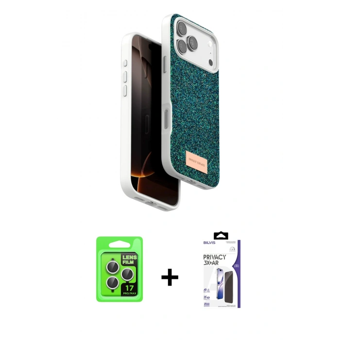 MARSİLYAN™- iPhone 17 Pro Kılıf Vadi Klasik Serisi - Siyah Bilvis 3X AR Hayalet Cam Ekran Koruyucu + Raze Metal Kamera Lens - GS