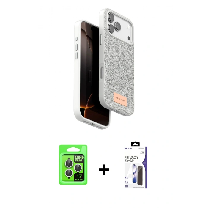 MARSİLYAN™- iPhone 17 Pro Kılıf Vadi Klasik Serisi - Siyah Bilvis 3X AR Hayalet Cam Ekran Koruyucu + Raze Metal Kamera Lens - GS