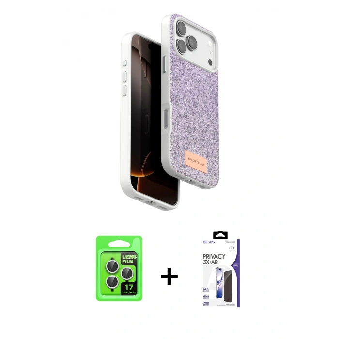 MARSİLYAN™- iPhone 17 Pro Kılıf Vadi Klasik Serisi - Siyah Bilvis 3X AR Hayalet Cam Ekran Koruyucu + Raze Metal Kamera Lens - GS
