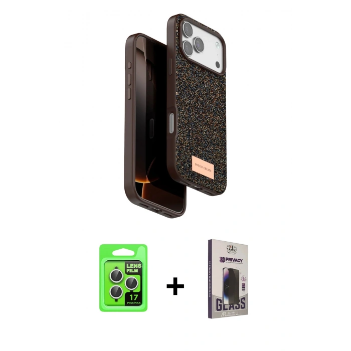 MARSİLYAN™- iPhone 17 Pro Kılıf Vadi Klasik Serisi - Siyah Bilvis Hayalet Cam Ekran Koruyucu + Raze Metal Kamera Lens - GS