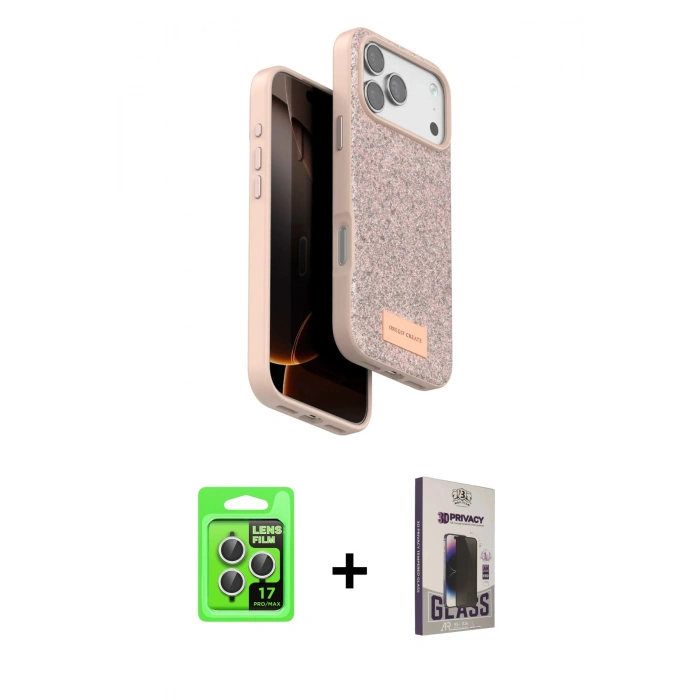 MARSİLYAN™- iPhone 17 Pro Kılıf Vadi Klasik Serisi - Siyah Bilvis Hayalet Cam Ekran Koruyucu + Raze Metal Kamera Lens - GS