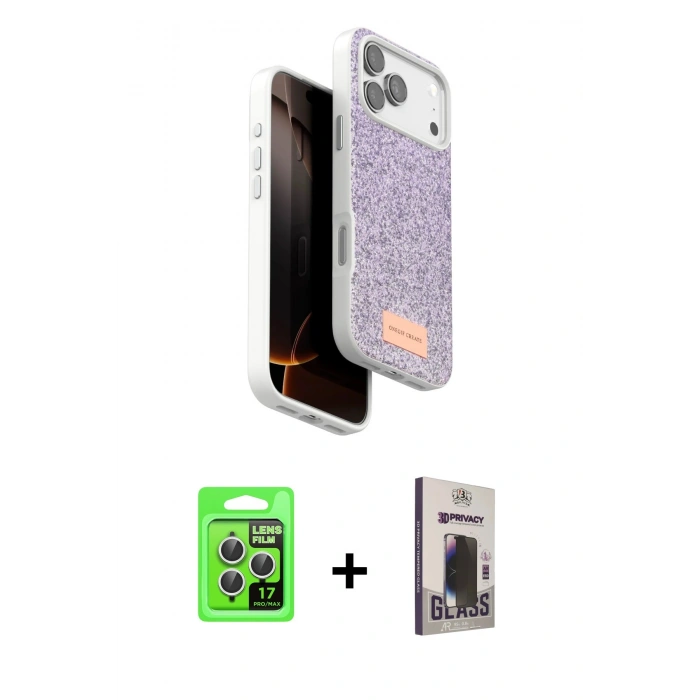 MARSİLYAN™- iPhone 17 Pro Kılıf Vadi Klasik Serisi - Siyah Bilvis Hayalet Cam Ekran Koruyucu + Raze Metal Kamera Lens - GS