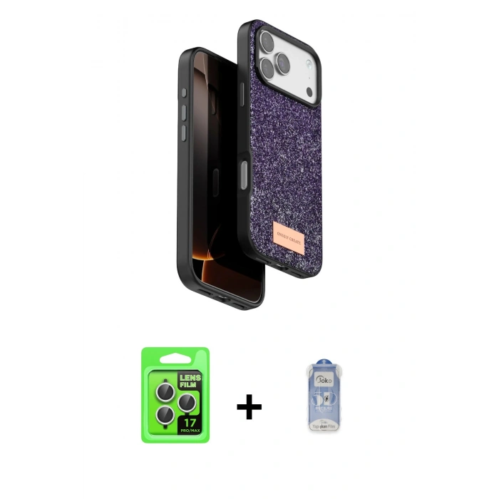 MARSİLYAN™- iPhone 17 Pro Kılıf Vadi Klasik Serisi - Siyah Joko Magic 5D Cam + Raze Metal Kamera Lens - GS