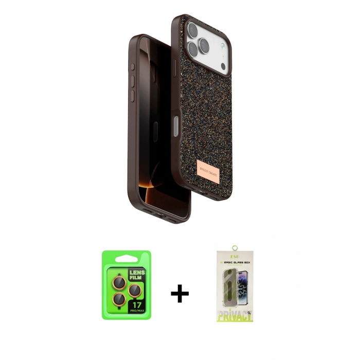 MARSİLYAN™- iPhone 17 Pro Kılıf Vadi Klasik Serisi - Siyah Joko Magic 5D Hayalet Cam + Raze Metal Kamera Lens - TU