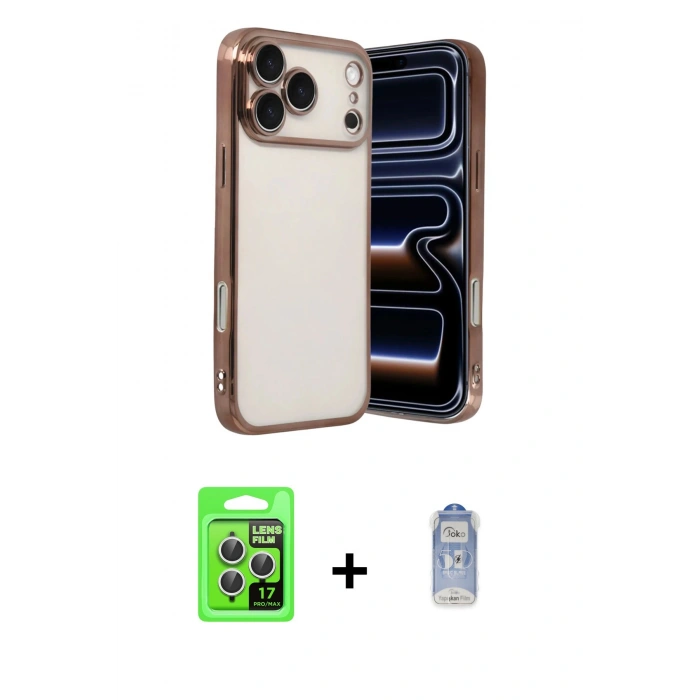 MARSİLYAN™- iPhone 17 Pro Kılıf Vadi Minimal - Siyah Joko Magic 5D Cam + Raze Metal Kamera Lens - GS