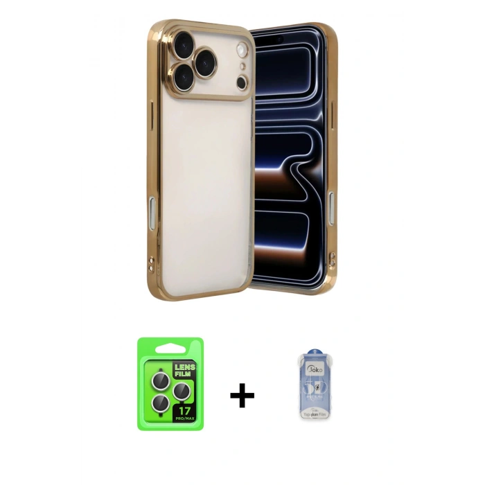 MARSİLYAN™- iPhone 17 Pro Kılıf Vadi Minimal - Siyah Joko Magic 5D Cam + Raze Metal Kamera Lens - GS