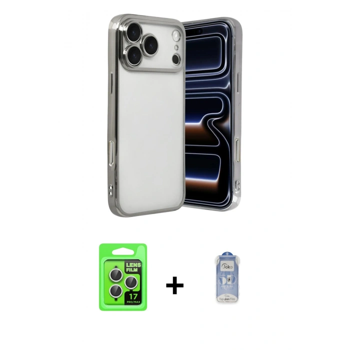 MARSİLYAN™- iPhone 17 Pro Kılıf Vadi Minimal - Siyah Joko Magic 5D Cam + Raze Metal Kamera Lens - GS