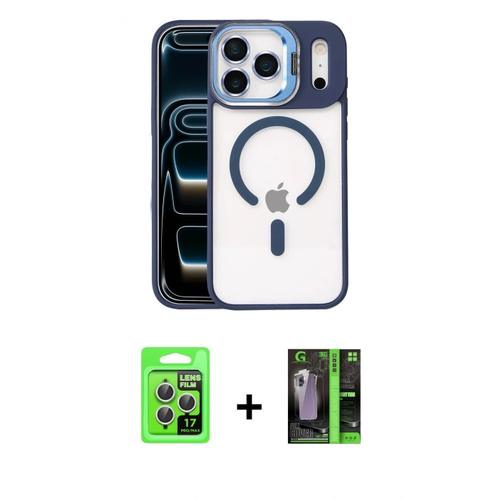 MARSİLYAN™- iPhone 17 Pro Kılıf Yadigar Asil Koleksiyonu - Şeffaf 360 Full Body Arka Koruyucu + Raze Metal Kamera Lens - GS