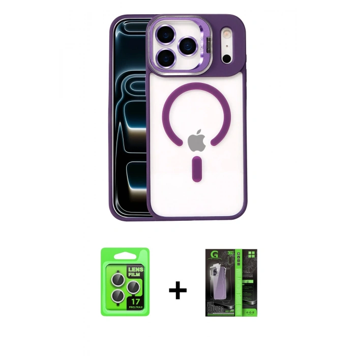 MARSİLYAN™- iPhone 17 Pro Kılıf Yadigar Asil Koleksiyonu - Şeffaf 360 Full Body Arka Koruyucu + Raze Metal Kamera Lens - GS