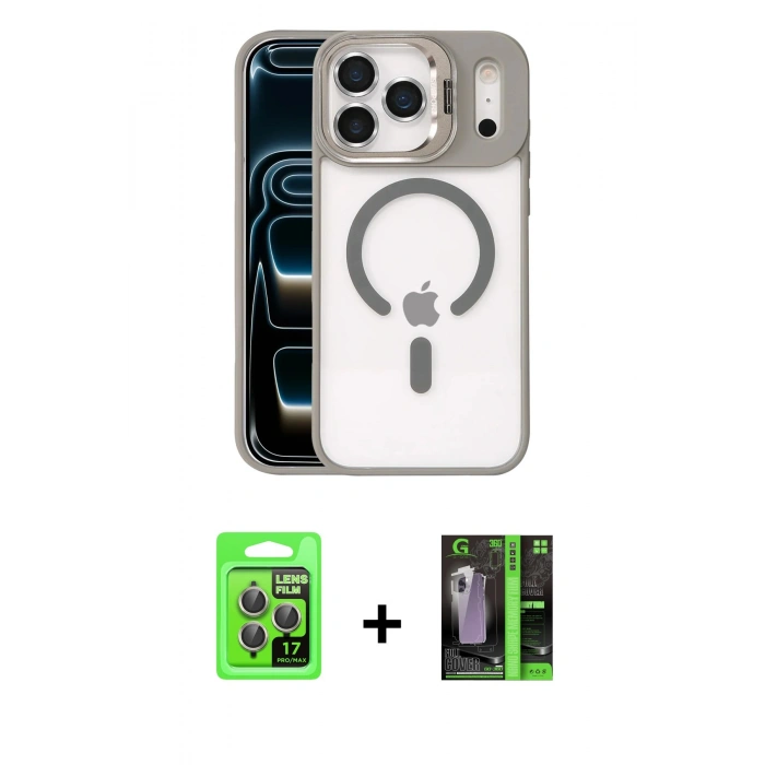 MARSİLYAN™- iPhone 17 Pro Kılıf Yadigar Asil Koleksiyonu - Siyah 360 Mat Full Body Arka Koruyucu + Raze Metal Kamera Lens - GI