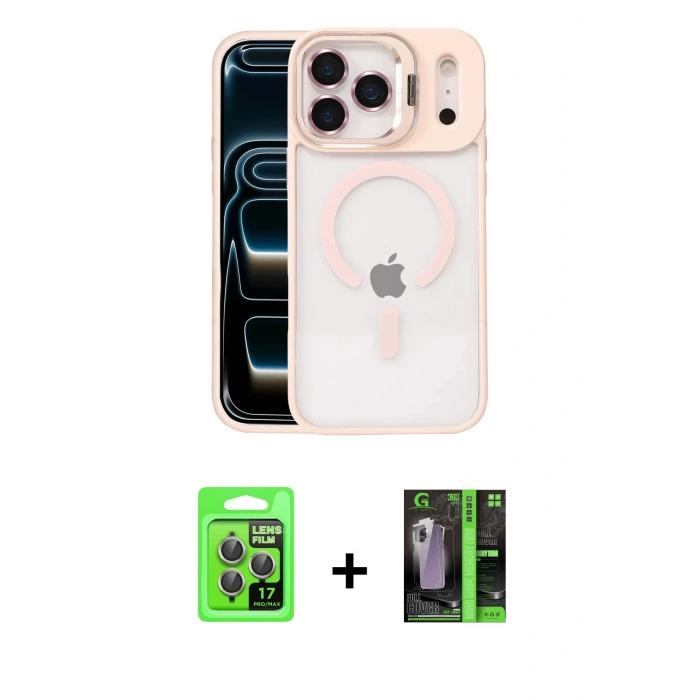 MARSİLYAN™- iPhone 17 Pro Kılıf Yadigar Asil Koleksiyonu - Siyah 360 Mat Full Body Arka Koruyucu + Raze Metal Kamera Lens - GI