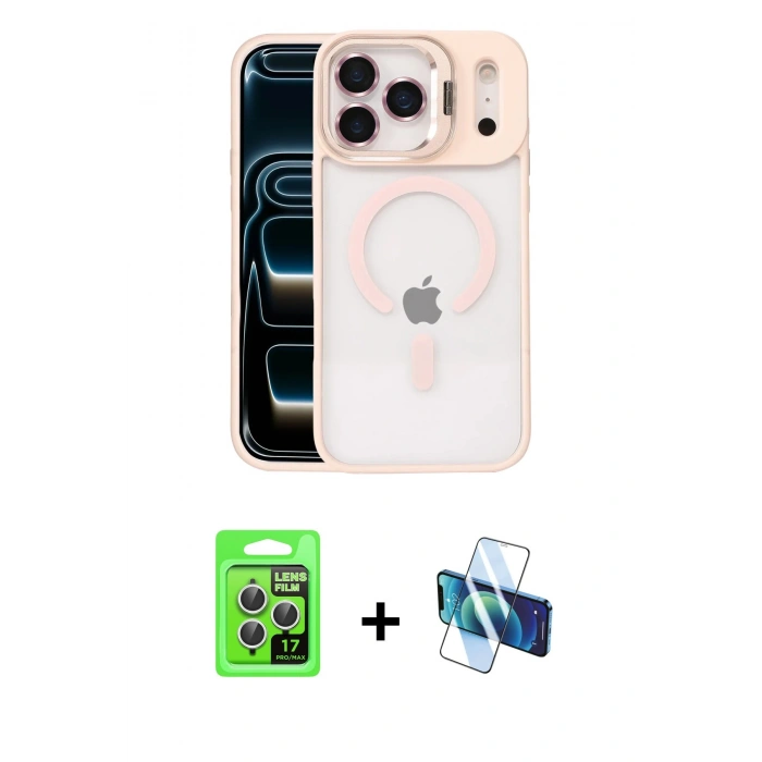 MARSİLYAN™- iPhone 17 Pro Kılıf Yadigar Asil Koleksiyonu - Siyah 3D Antistatik Seramik Nano Ekran Koruyucu + Raze Metal Kamera Lens - GS