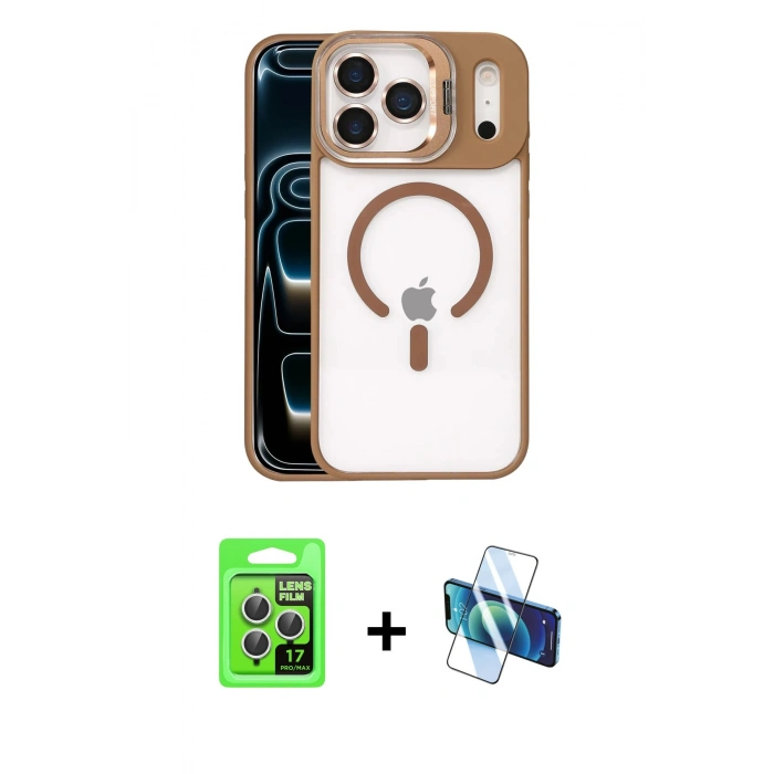 MARSİLYAN™- iPhone 17 Pro Kılıf Yadigar Asil Koleksiyonu - Siyah 3D Antistatik Seramik Nano Ekran Koruyucu + Raze Metal Kamera Lens - GS