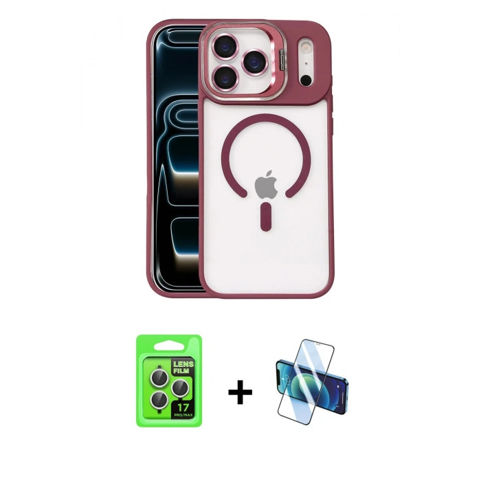 MARSİLYAN™- iPhone 17 Pro Kılıf Yadigar Asil Koleksiyonu - Siyah 3D Antistatik Seramik Nano Ekran Koruyucu + Raze Metal Kamera Lens - GS
