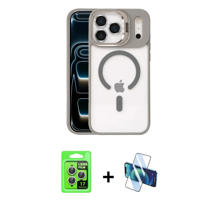 MARSİLYAN™- iPhone 17 Pro Kılıf Yadigar Asil Koleksiyonu - Siyah 3D Antistatik Seramik Nano Ekran Koruyucu + Raze Metal Kamera Lens - GS