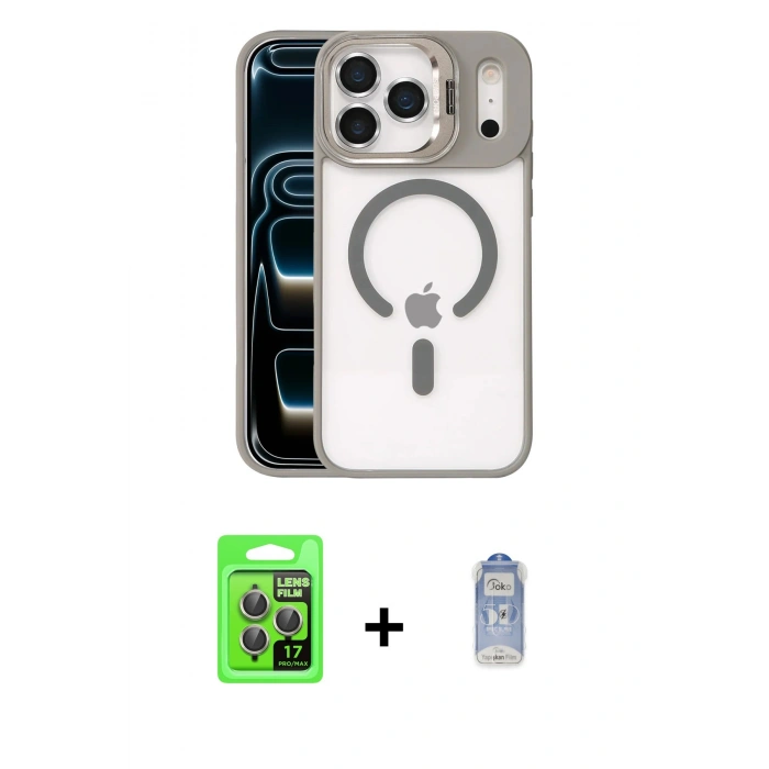 MARSİLYAN™- iPhone 17 Pro Kılıf Yadigar Asil Koleksiyonu - Siyah Joko Magic 5D Cam + Raze Metal Kamera Lens - GI