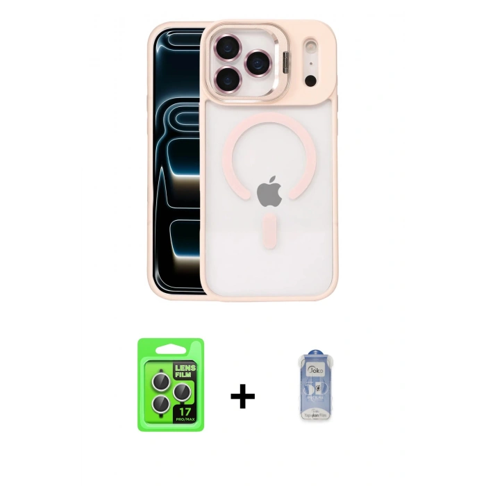 MARSİLYAN™- iPhone 17 Pro Kılıf Yadigar Asil Koleksiyonu - Siyah Joko Magic 5D Cam + Raze Metal Kamera Lens - GS