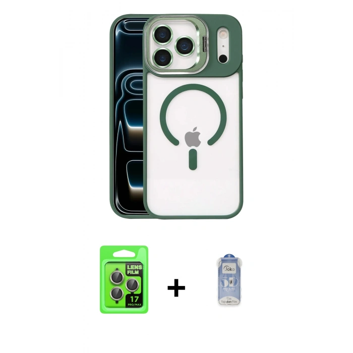 MARSİLYAN™- iPhone 17 Pro Kılıf Yadigar Asil Koleksiyonu - Siyah Joko Magic 5D Cam + Raze Metal Kamera Lens - GI