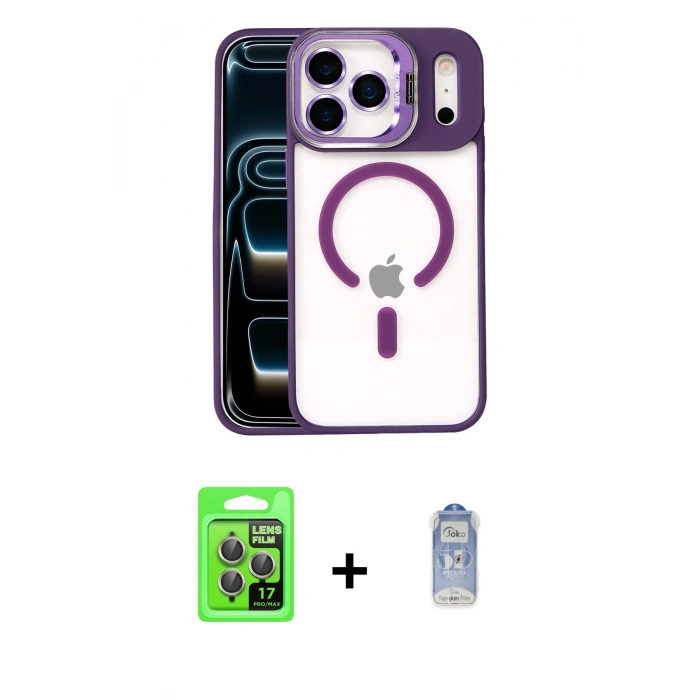 MARSİLYAN™- iPhone 17 Pro Kılıf Yadigar Asil Koleksiyonu - Siyah Joko Magic 5D Cam + Raze Metal Kamera Lens - GI